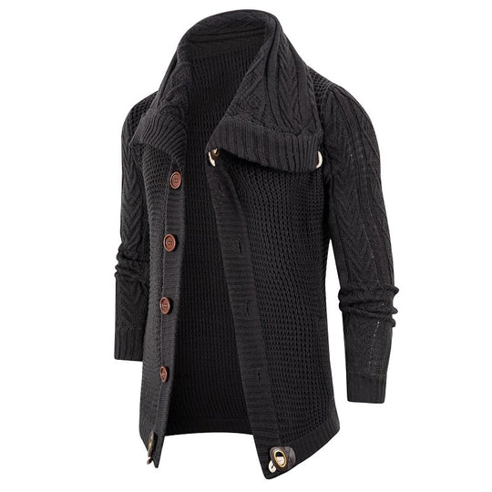 Herren Grobstrick Strickjacke mit umschlagbarem Halsausschnitt EB