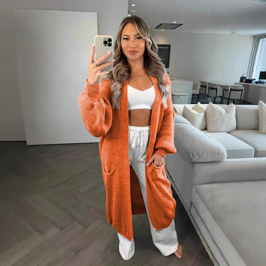 Damen Großer Strickcardigan mit offenem Schnitt und praktischen Taschen EB