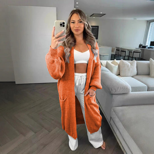 Damen Großer Strickcardigan mit offenem Schnitt und praktischen Taschen EB