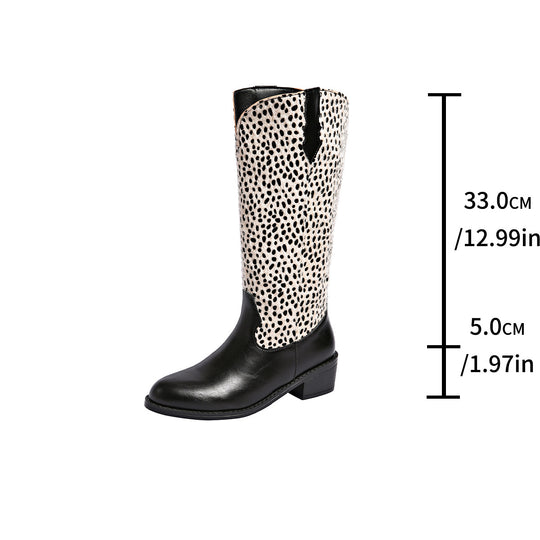 Damen Stiefel mit trendigem Punktmuster und robustem Blockabsatz EB