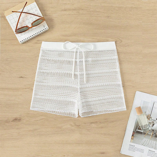Damen Sportliche Badeshorts mit flexiblem Bund und modischem Wellenmuster EB