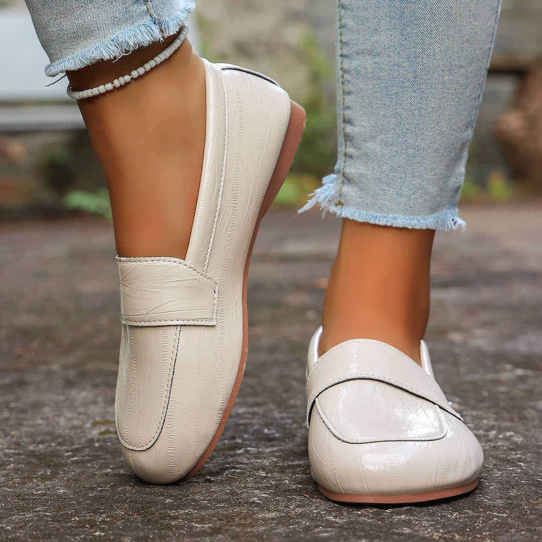 Damen Mokassin-Loafers mit modischer Oberflächenstruktur und weichem Fußbett EB