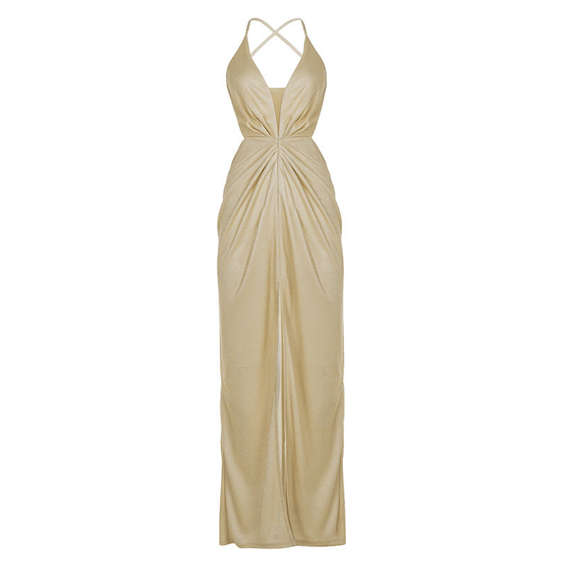 Damen glamouröses Abendkleid mit tiefem Rückenausschnitt und raffinierter Drapierung EB