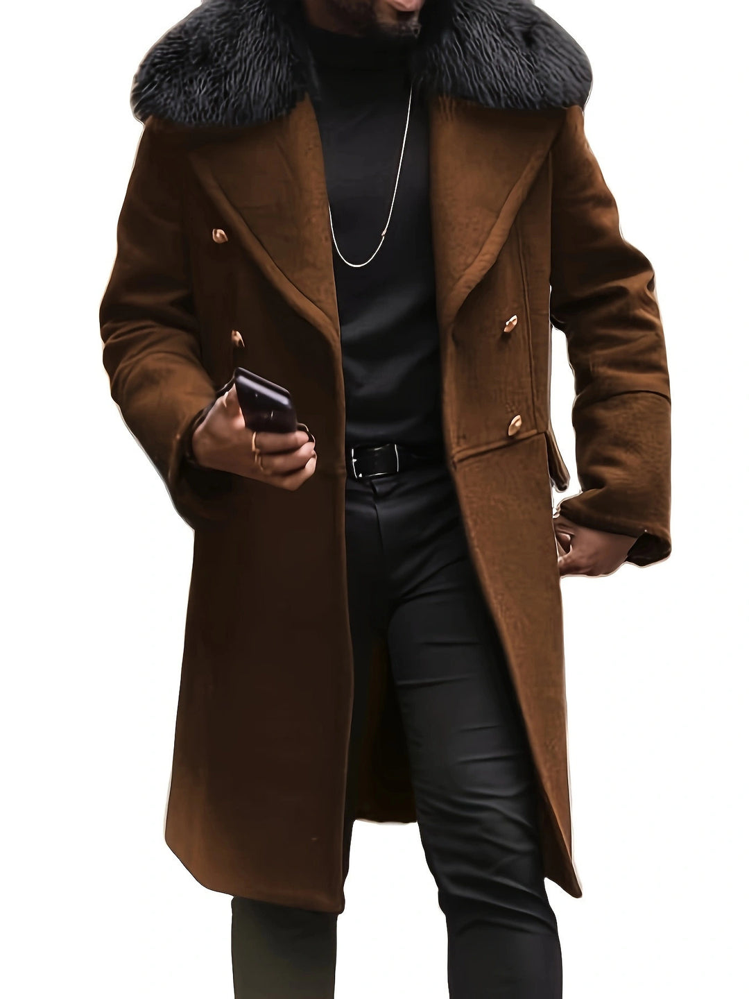 Herren elegante Wolljacke mit kunstfellkragen EB