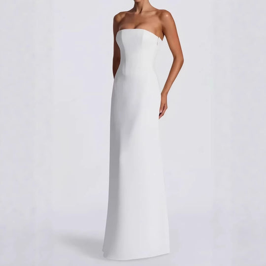 Damen Elegantes Hochzeitskleid mit schulterfreiem Design und Spitzenärmeln EB
