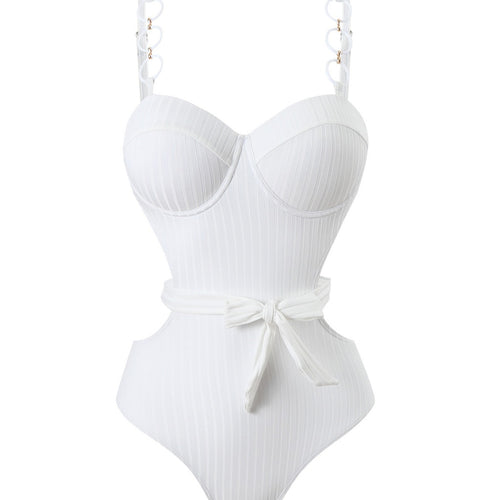 Damen Einteiler Badeanzug mit modischem Cut-Out Design und verstellbaren Trägern EB