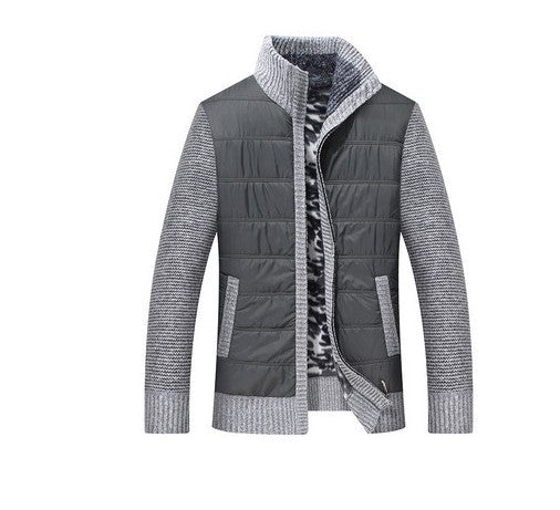 Herren modische Steppjacke mit Strickdetails und hohem Kragen EB