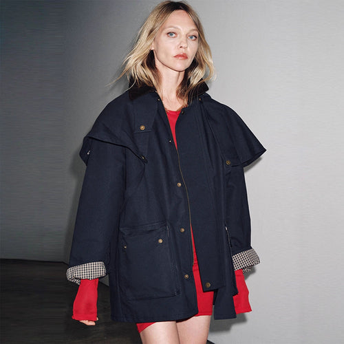 Damen wasserabweisende Outdoor-Jacke mit innovativem Kapuzen-Design EB