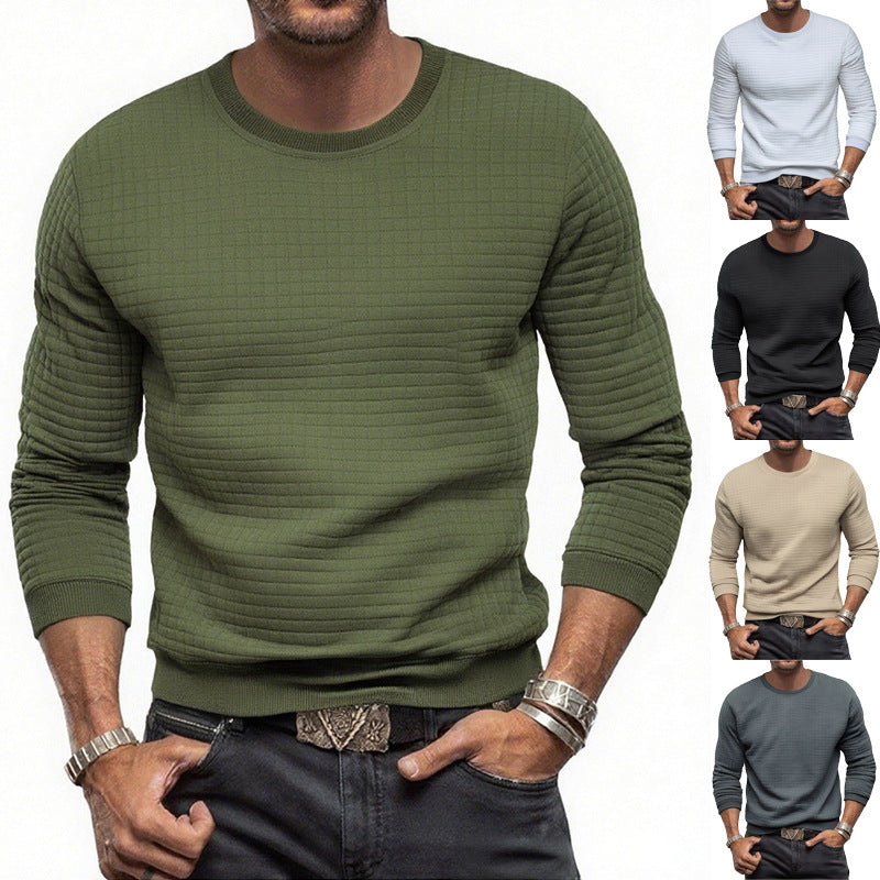 Herren nan strukturiertes Rundhals-Sweatshirt aus gesteppter Baumwollmischung EB