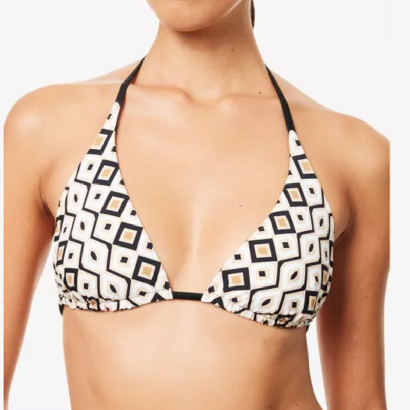 Damen Triangel-Bikini mit verstellbaren Trägern und geometrischem Muster EB