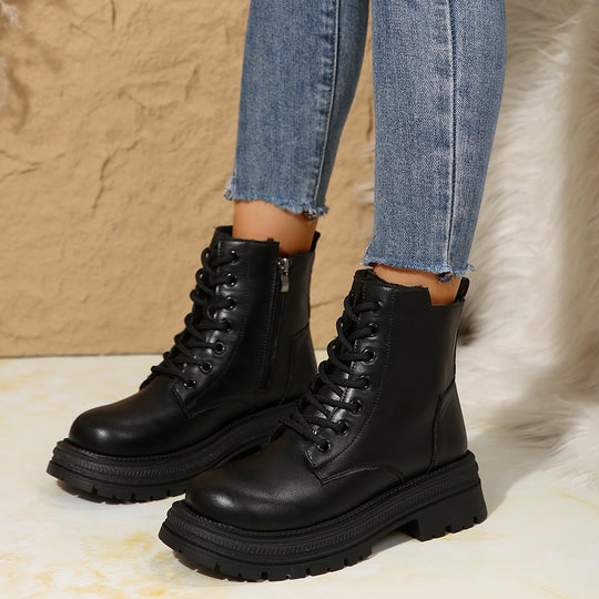 Damen Schnürboots mit robustem Profil und modischem Reißverschluss EB