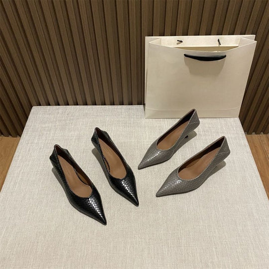 Damen Ballerinas aus geflochtenem Lederdesign EB