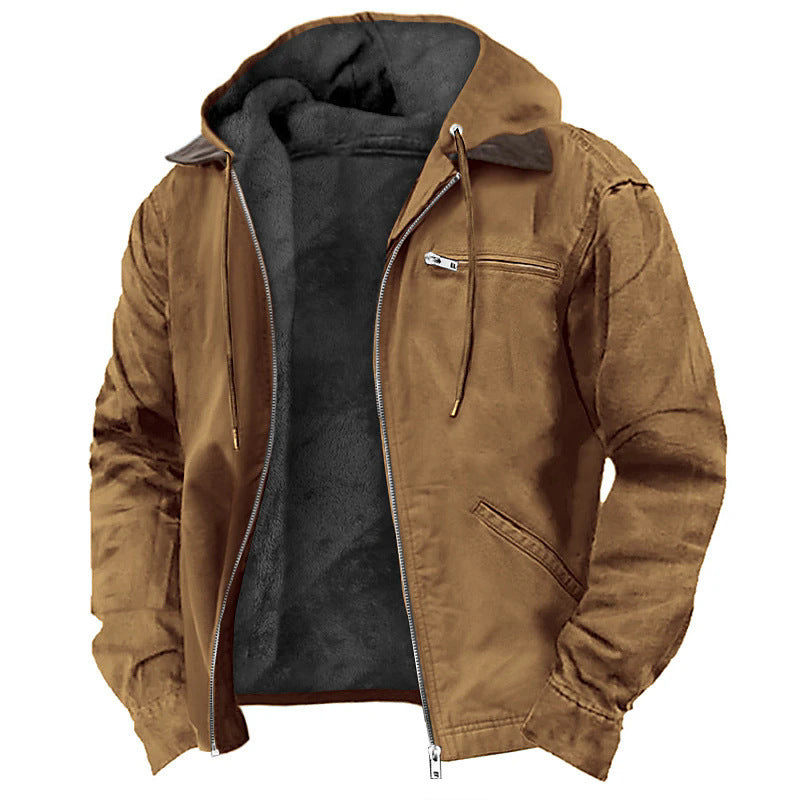 Herren nan wattierte Kapuzenjacke mit Teddyfutter und robuster Canvas-Aussenschicht EB