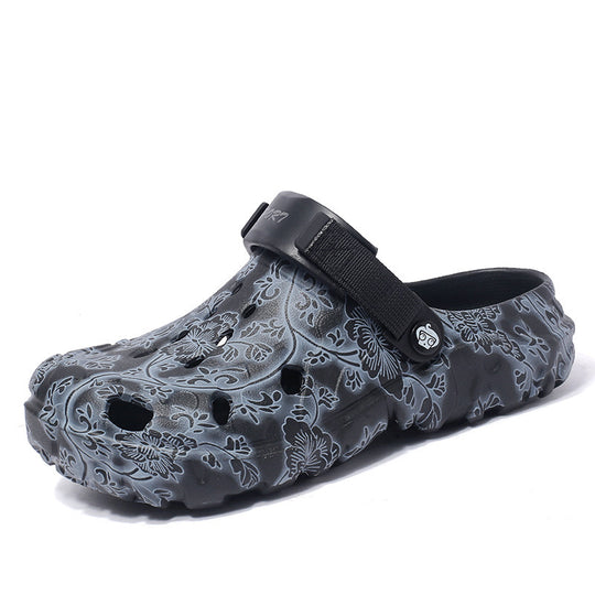 Damen Komfortable Clogs mit verstellbarem Riemen und floralem Design EB