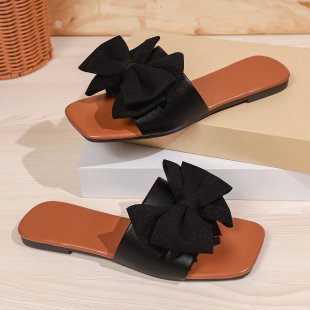 Damen elegante Flats mit voluminöser Schleifen-Applikation EB