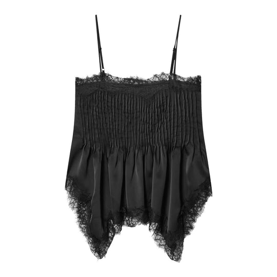 Damen Spitzen-Camisole mit raffiniertem Faltenwurf und hochwertiger Satinoberfläche EB