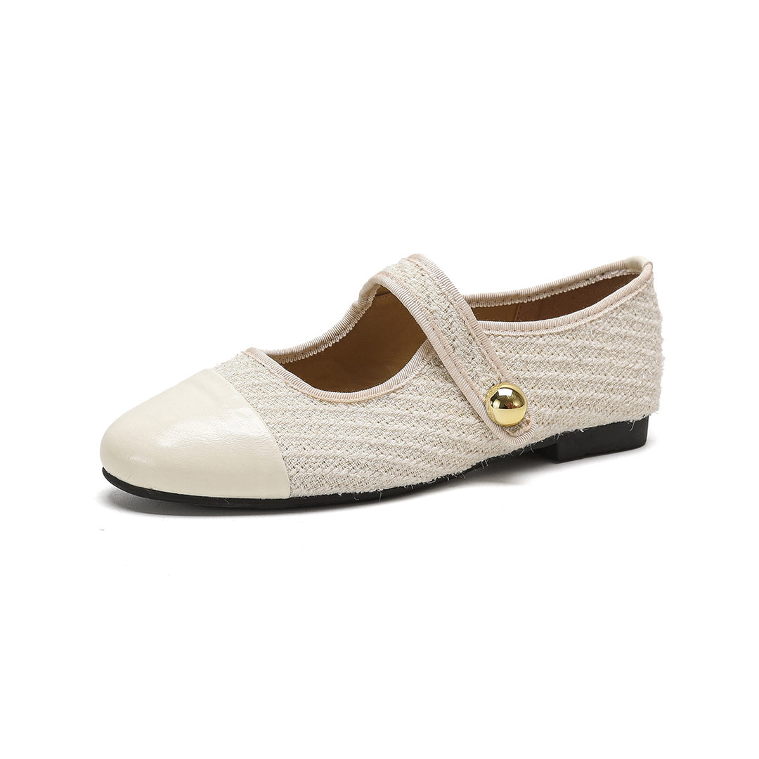 Damen Ballerina-Schuhe mit elegantem Riemen und modischem Knopfdetail EB