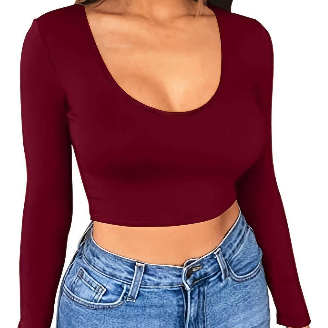Damen Langarm Crop Top EB