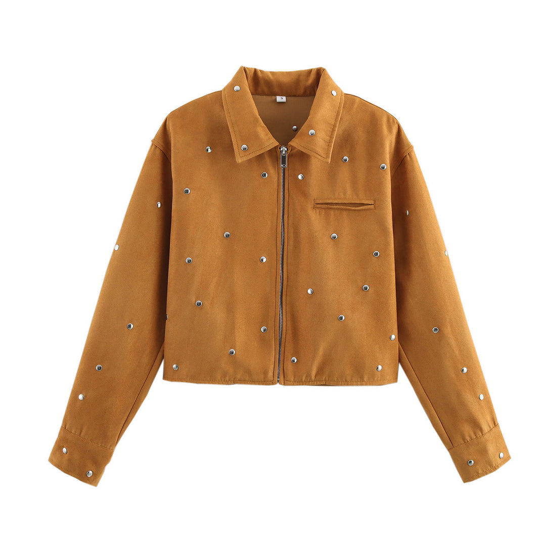 Damen modische Oversized-Jacke mit dekorativen Nieten EB