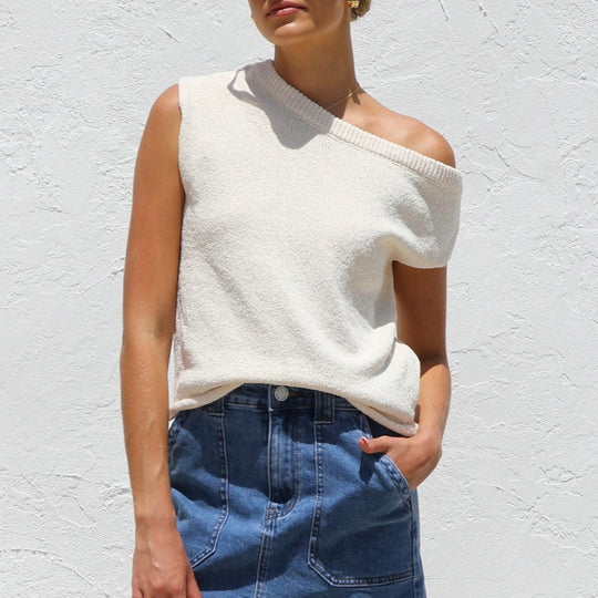 Damen modisches, asymmetrisches Top EB
