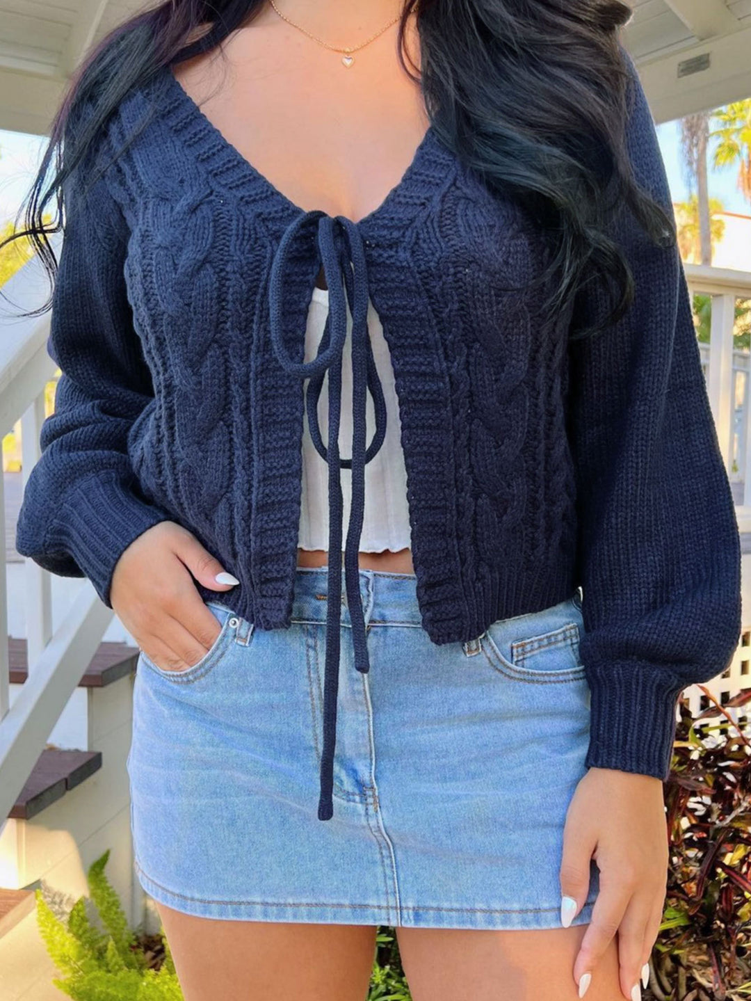 Damen Grobstrickjacke mit tailliertem Schnitt EB