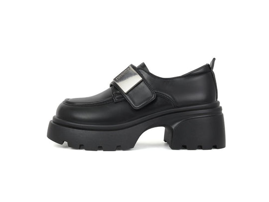 Damen modische Plateau-Slipper mit glänzender Oberfläche und stabiler Gummisohle EB