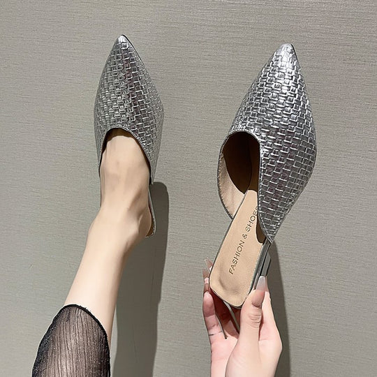 Damen elegante Mules mit modernem Wabenmuster und komfortablem Blockabsatz EB