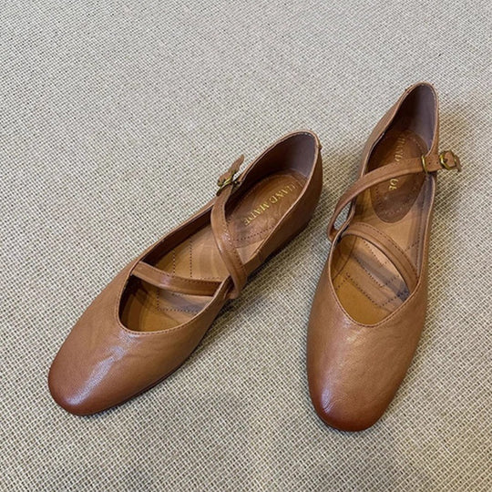 Damen Ballerina-Schuhe mit verstellbarem Riemchen und bequemem Fußbett EB