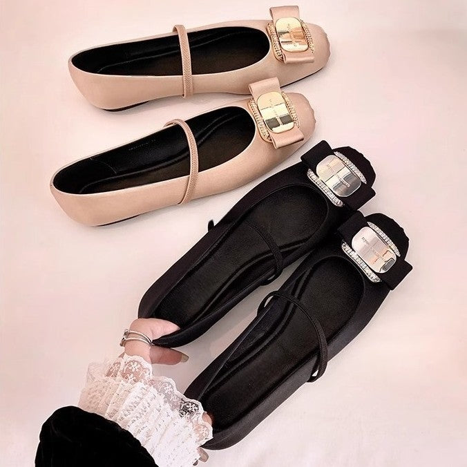 Damen elegante Ballerinas mit dekorativem Schnallenakzent EB