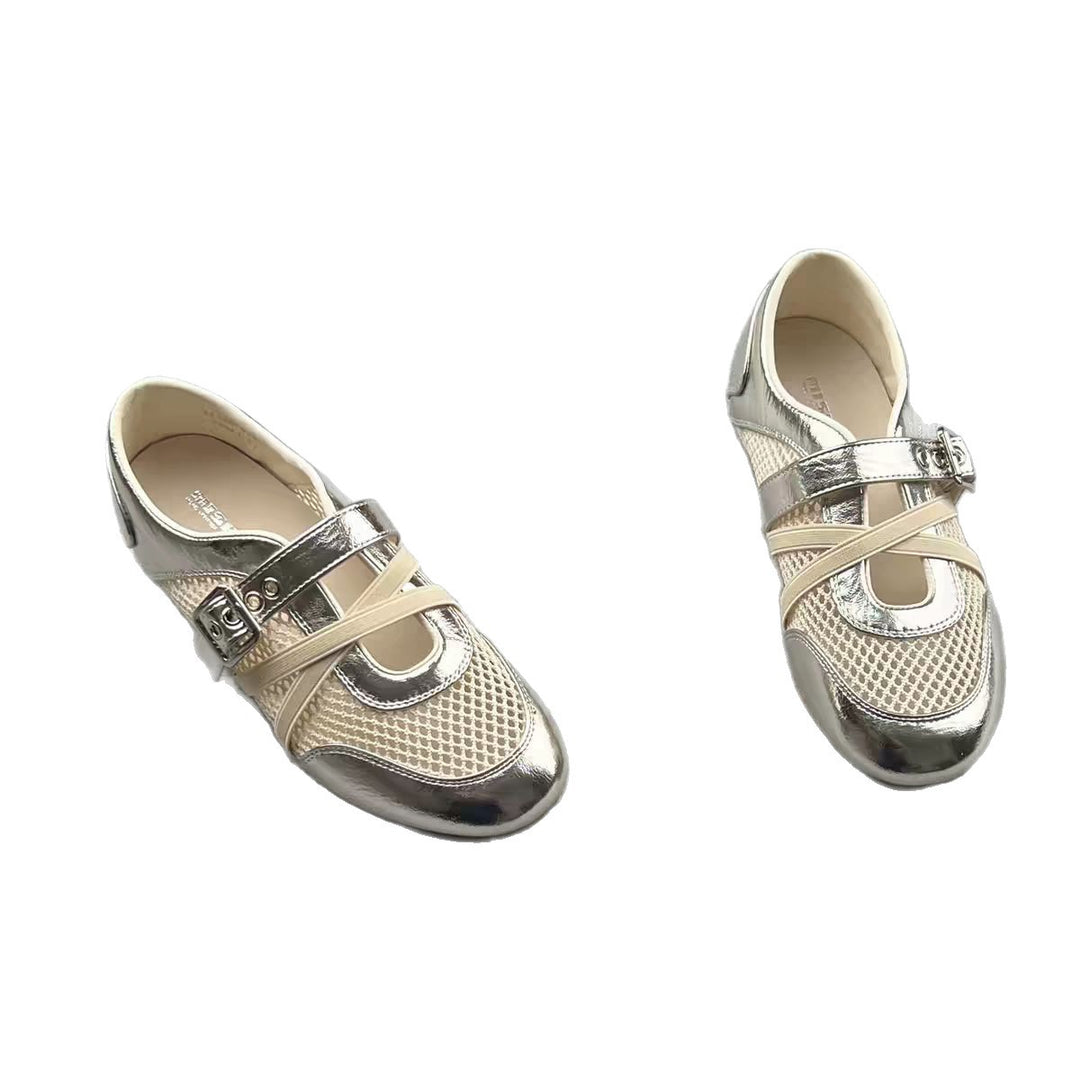 Damen modische Sneaker mit elegantem Riemchen-Design und atmungsaktiver Netzstruktur EB