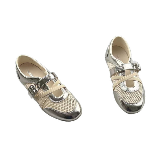Damen modische Sneaker mit elegantem Riemchen-Design und atmungsaktiver Netzstruktur EB