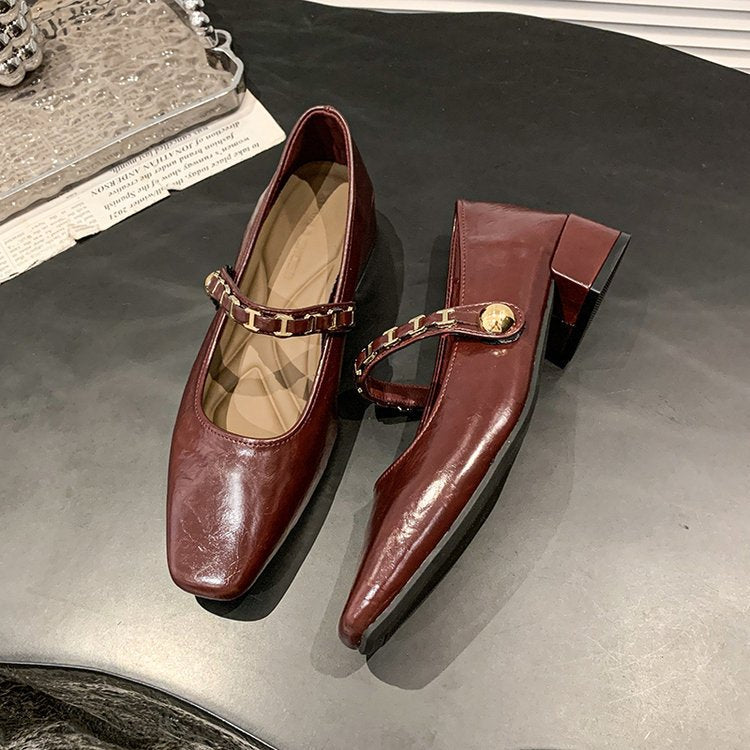 Damen elegante Mary Jane Ballerinas mit dekorativem Riemen EB