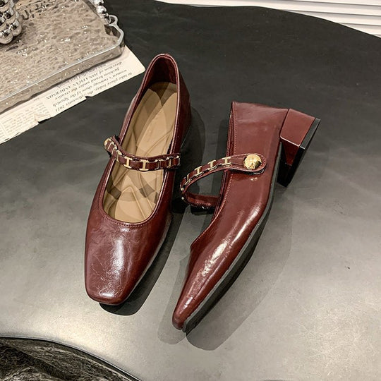 Damen elegante Mary Jane Ballerinas mit dekorativem Riemen EB