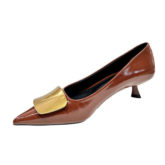 Damen elegante spitze Pumps mit luxuriösem Metallakzent EB