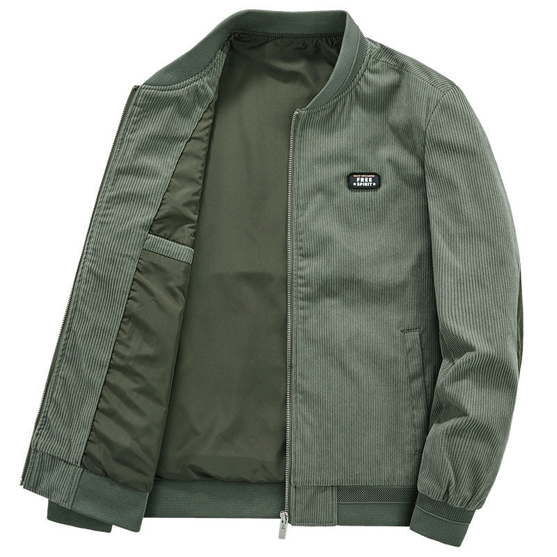Herren Leichter Cordblouson mit wattiertem Innenfutter, Rippbündchen und Logo-Patch EB