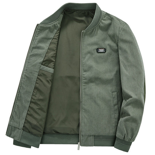 Herren Leichter Cordblouson mit wattiertem Innenfutter, Rippbündchen und Logo-Patch EB