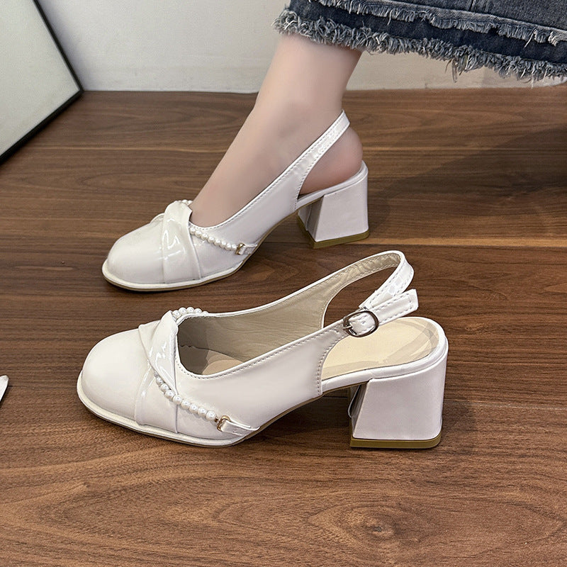 Damen elegante Slingback-Pumps mit Perlenakzent EB