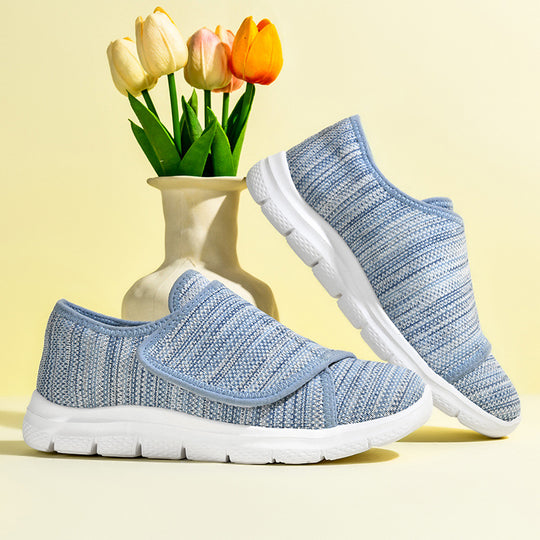 Damen Bequeme Slip-On Sneakers mit hygienischem Designer-Klettverschluss EB