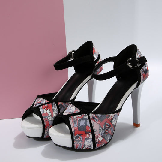 Damen Peeptoe Sandalen mit glamourösem Glitzer-Design und elegantem Blockabsatz EB
