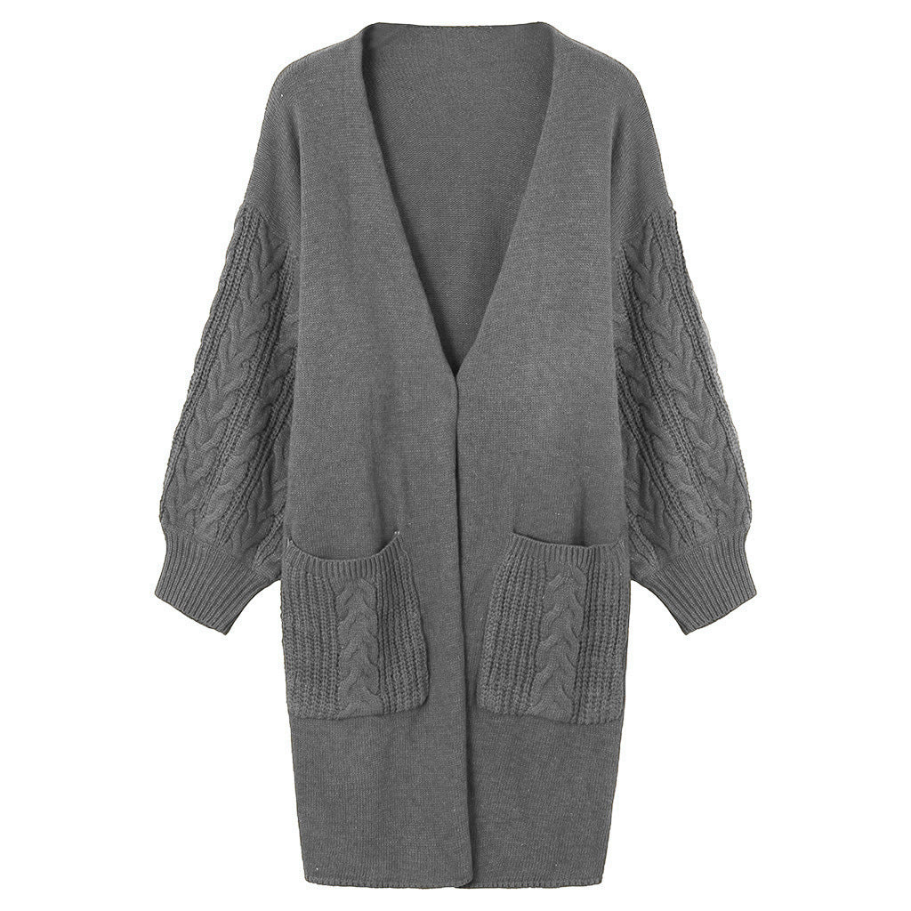 Damen gemütliche Strickjacke mit Taschen EB