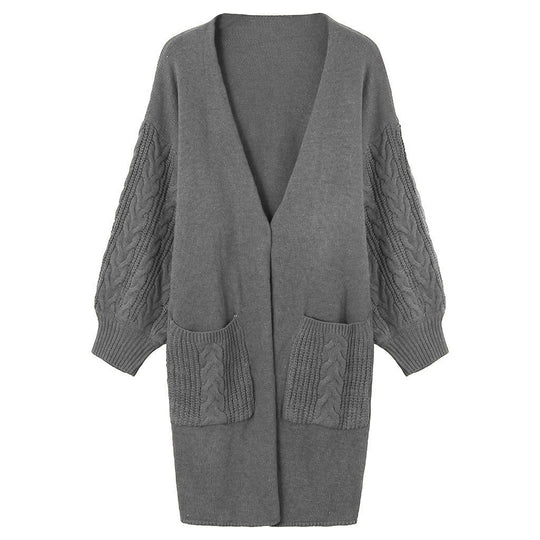 Damen gemütliche Strickjacke mit Taschen EB