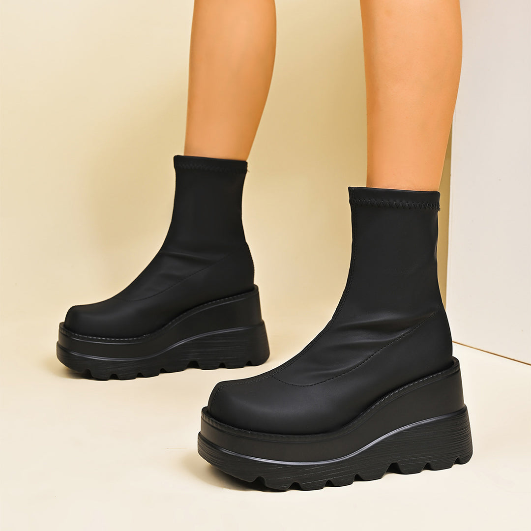 Damen High-Top Stiefeletten mit doppeltem Plateau EB