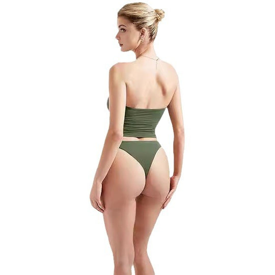 Damen Bandeau Bikini-Set mit modischem High-Waist-Schnitt EB