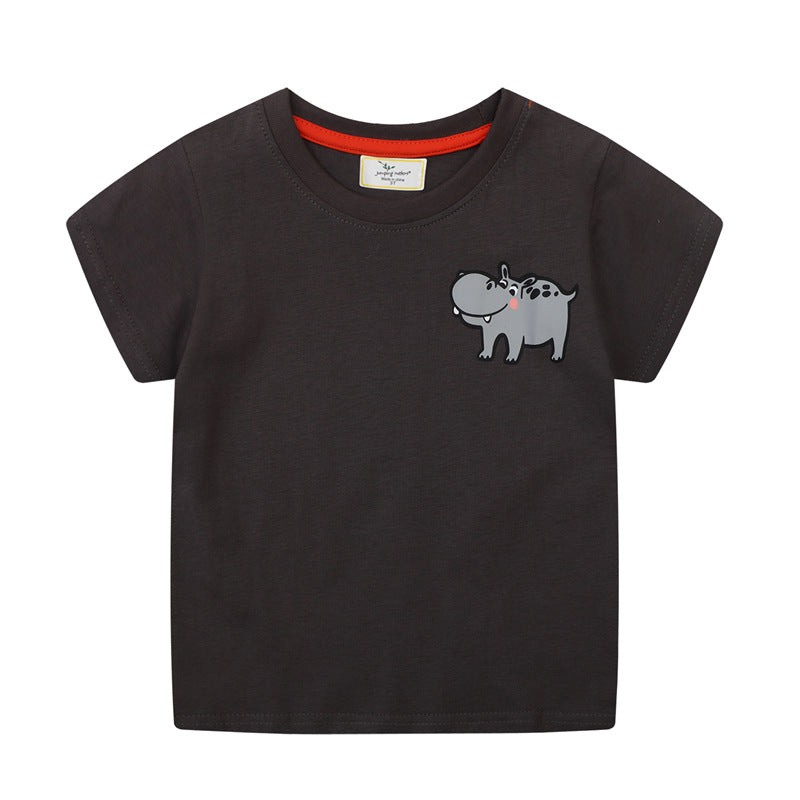 Jungen T-Shirt mit lustigem Nilpferd-Applikation EB