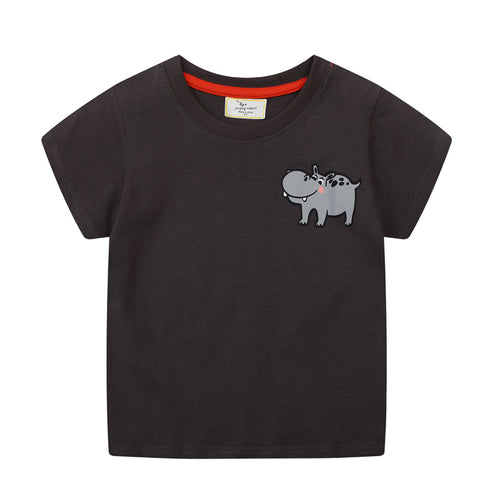 Jungen T-Shirt mit lustigem Nilpferd-Applikation EB