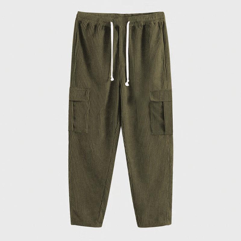 Herren nan Cord-Cargo-Jogginghose mit elastischem Komfortbund, Kordelzug und aufgesetzten Cargotaschen EB