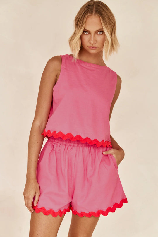 Damen Zweiteiler Set mit schickem Top und luftigen Shorts EB