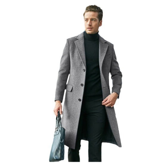 Herren eleganter und moderner Langmantel mit strukturiertem Obermaterial EB