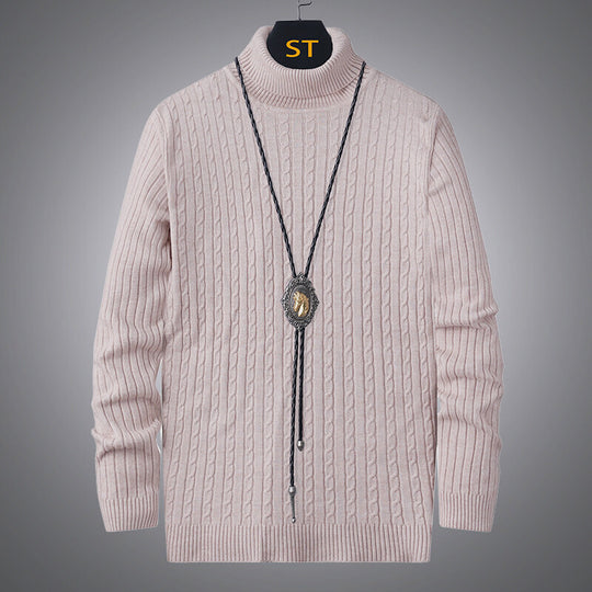 Herren Rollkragenpullover mit strukturiertem Zopfmuster EB
