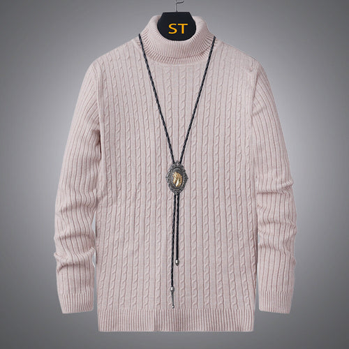Herren Rollkragenpullover mit strukturiertem Zopfmuster EB